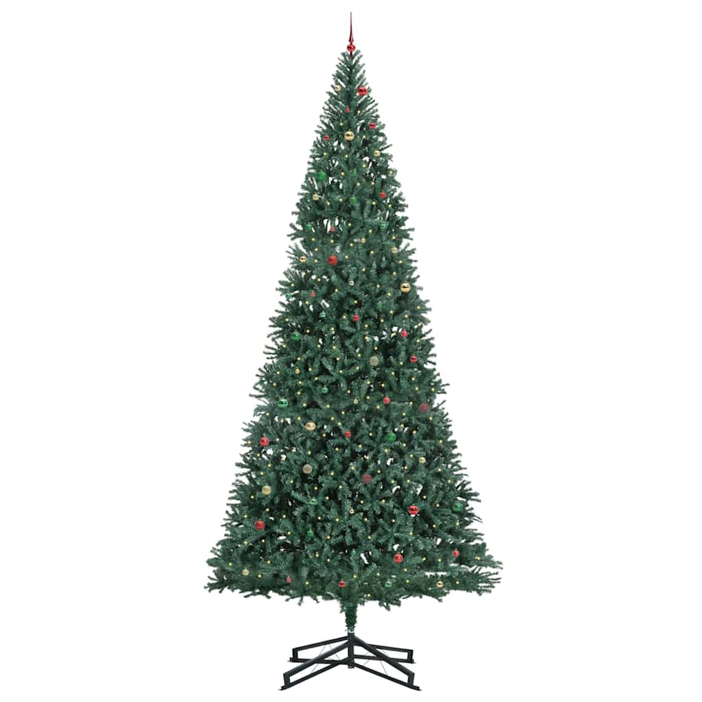 Künstlicher vorbeleuchteter Weihnachtsbaum mit Kugelset Grün