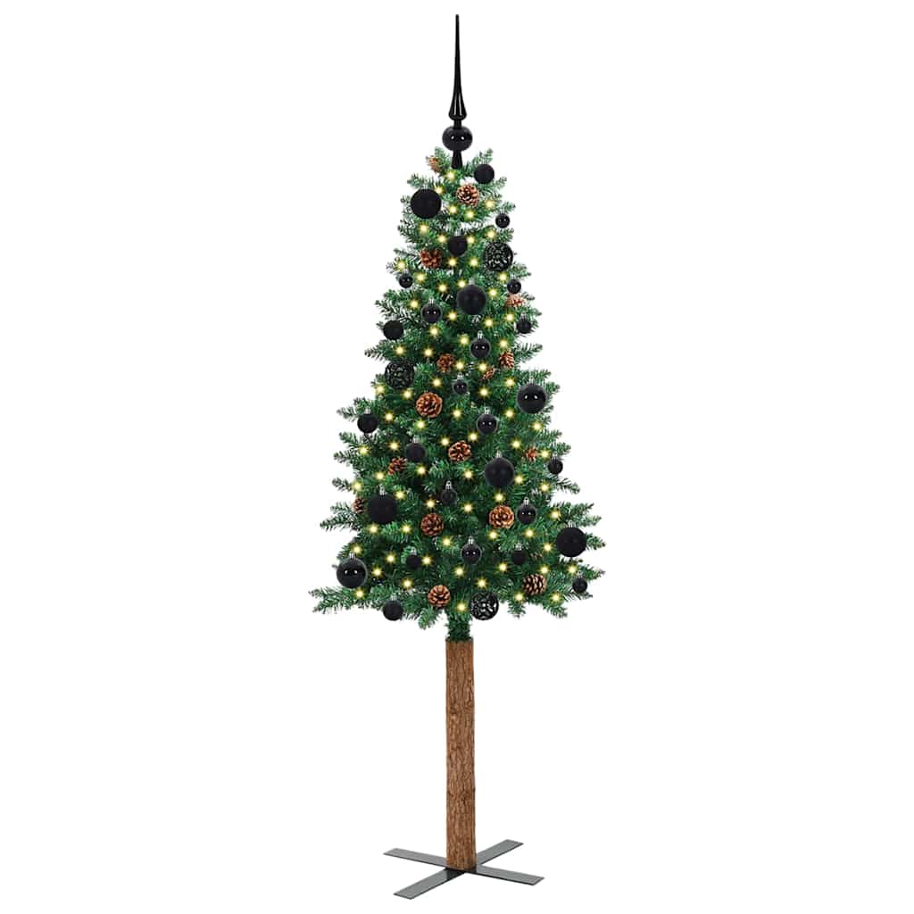 Schlanker Weihnachtsbaum mit 150 LEDs mit Ständer Grün 150 cm