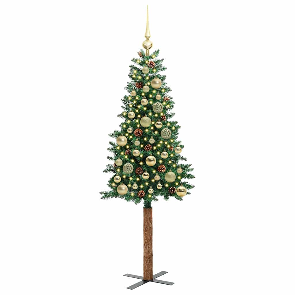Schlanker Weihnachtsbaum mit 150 LEDs mit Ständer Grün 150 cm