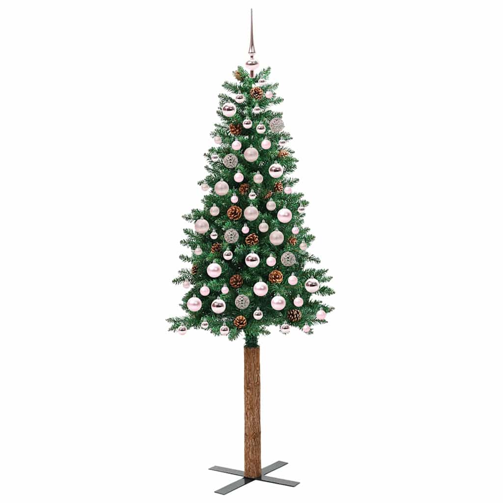 Schlanker Weihnachtsbaum mit 300 LEDs mit Ständer Grün 180 cm