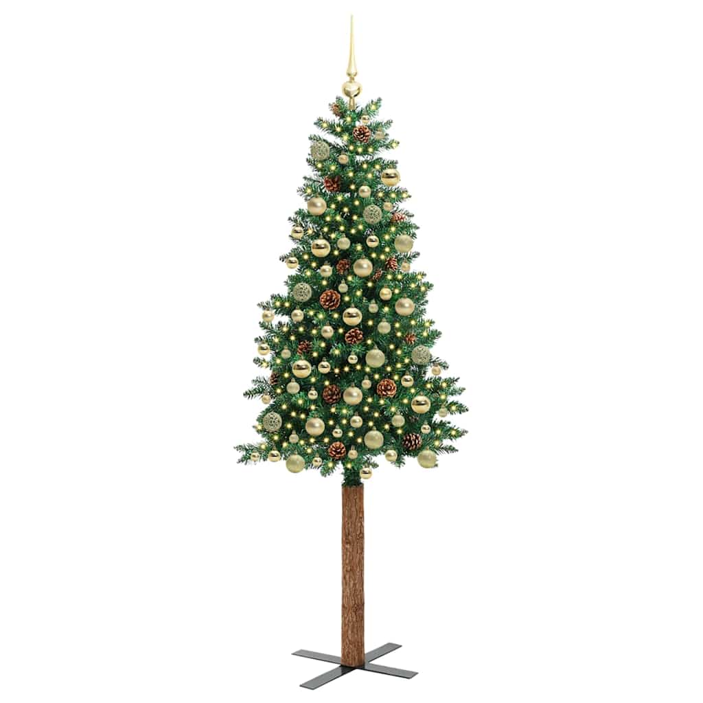 Schlanker Weihnachtsbaum mit 300 LEDs mit Ständer Grün 180 cm