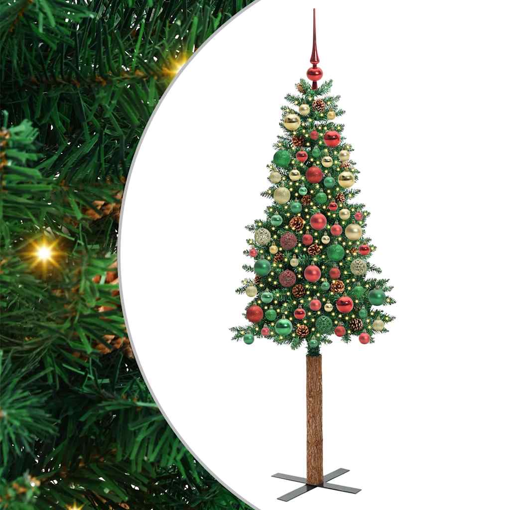 Schlanker Weihnachtsbaum mit 300 LEDs mit Ständer Grün 180 cm