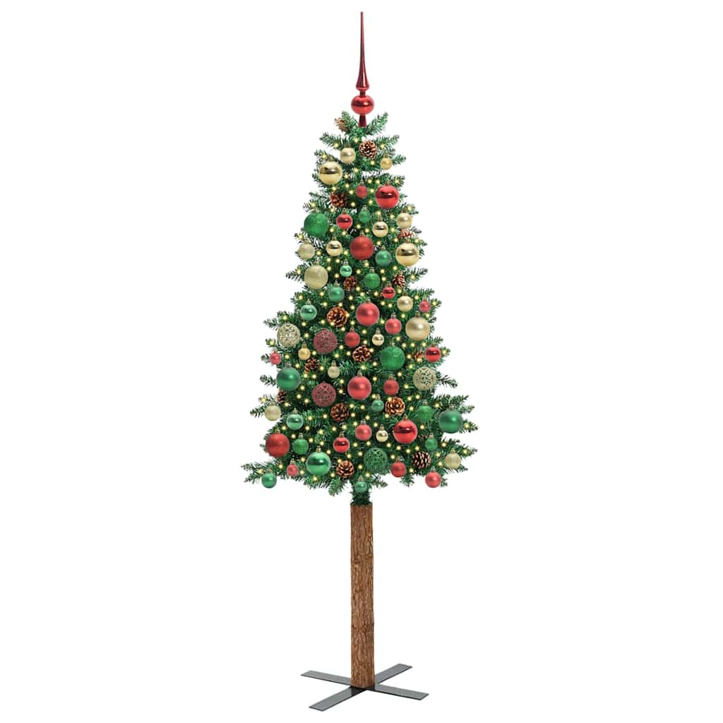 Schlanker Weihnachtsbaum mit 300 LEDs mit Ständer Grün 180 cm