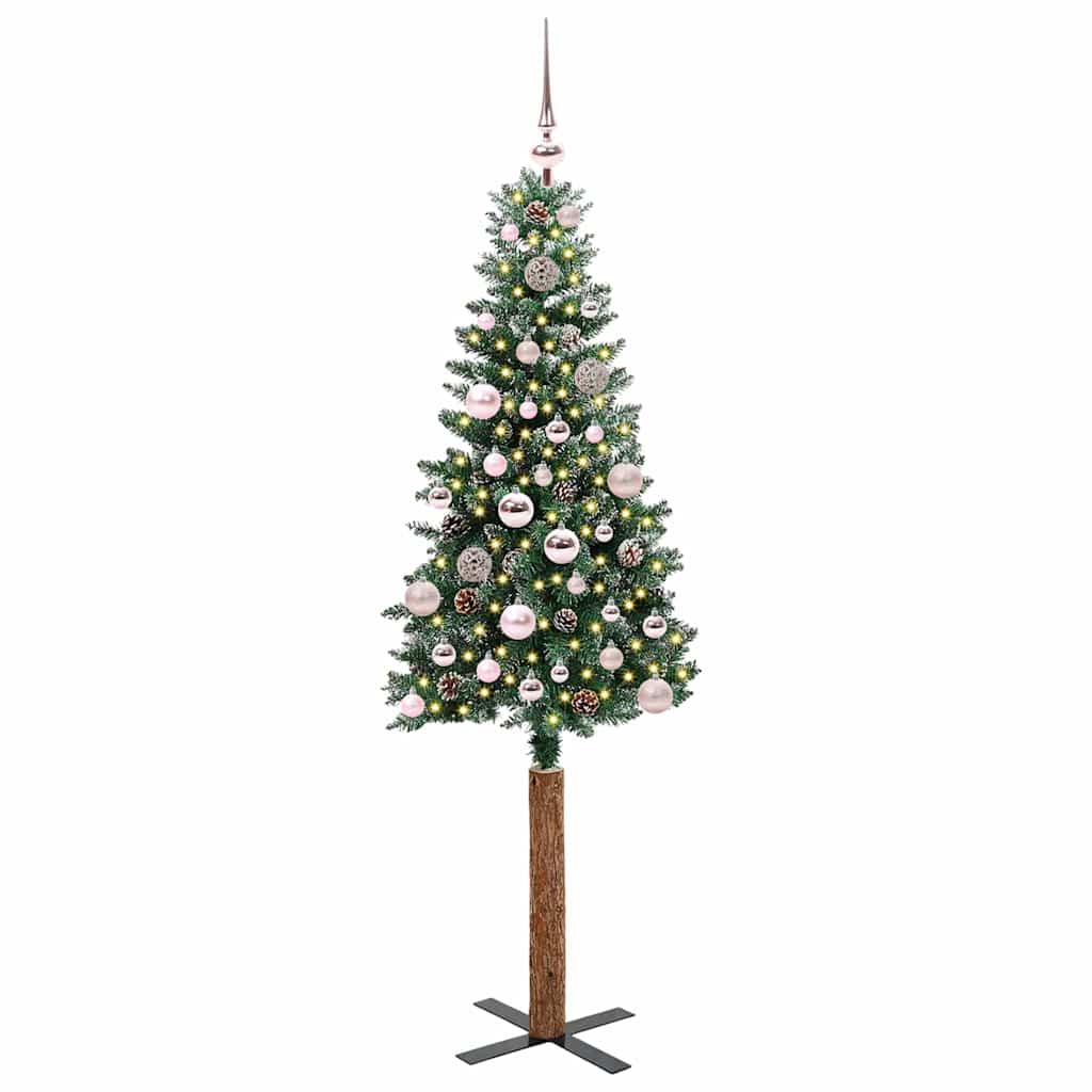 Schlanker Weihnachtsbaum mit 150 LEDs Grün und Weiß 150 cm