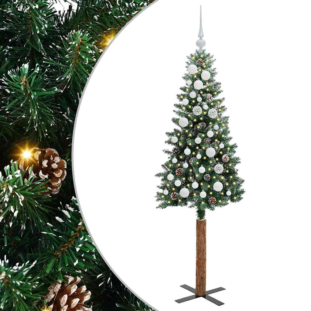 Schlanker Weihnachtsbaum mit 150 LEDs Grün und Weiß 150 cm