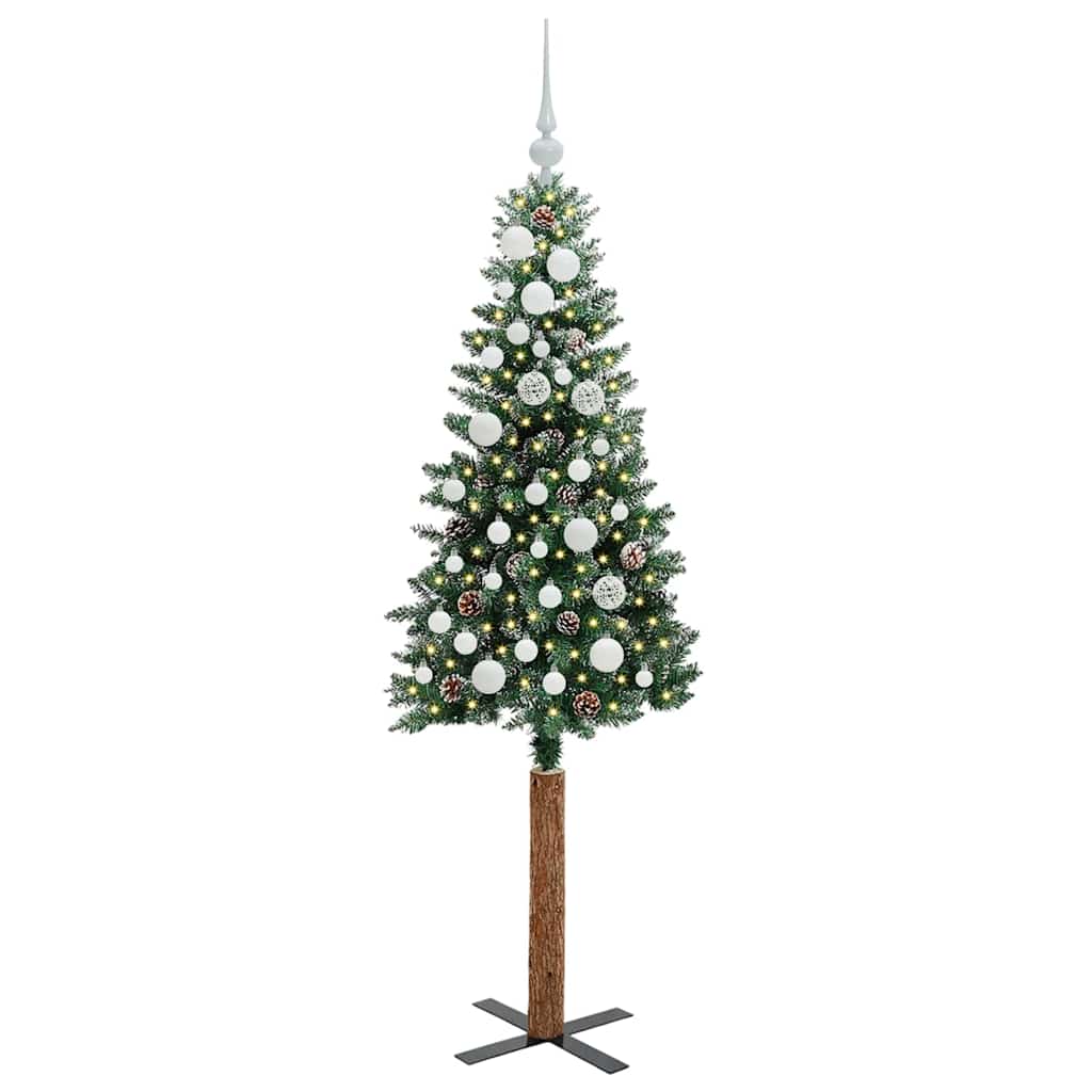 Schlanker Weihnachtsbaum mit 150 LEDs Grün und Weiß 150 cm
