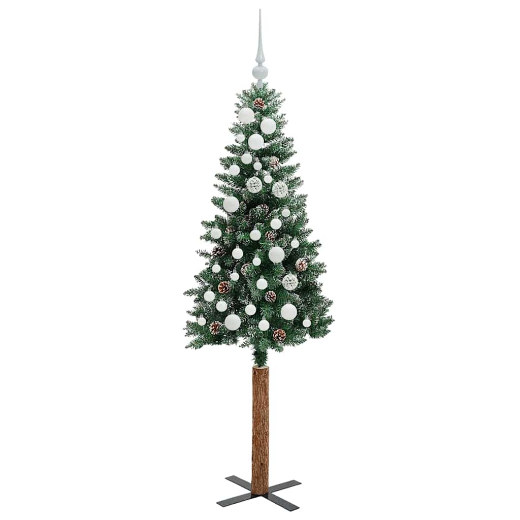 Schlanker Weihnachtsbaum mit 150 LEDs Grün und Weiß 150 cm
