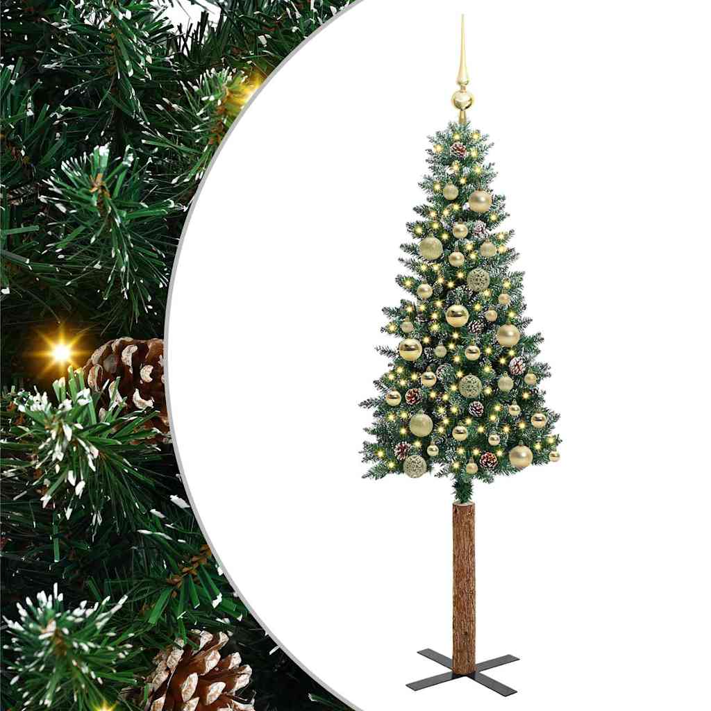 Schlanker Weihnachtsbaum mit 150 LEDs Grün und Weiß 150 cm