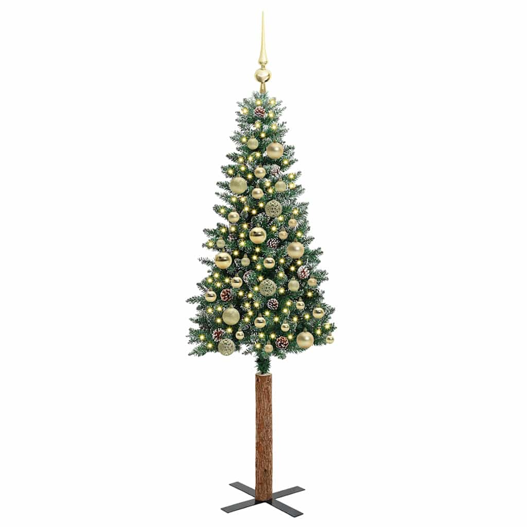 Schlanker Weihnachtsbaum mit 150 LEDs Grün und Weiß 150 cm