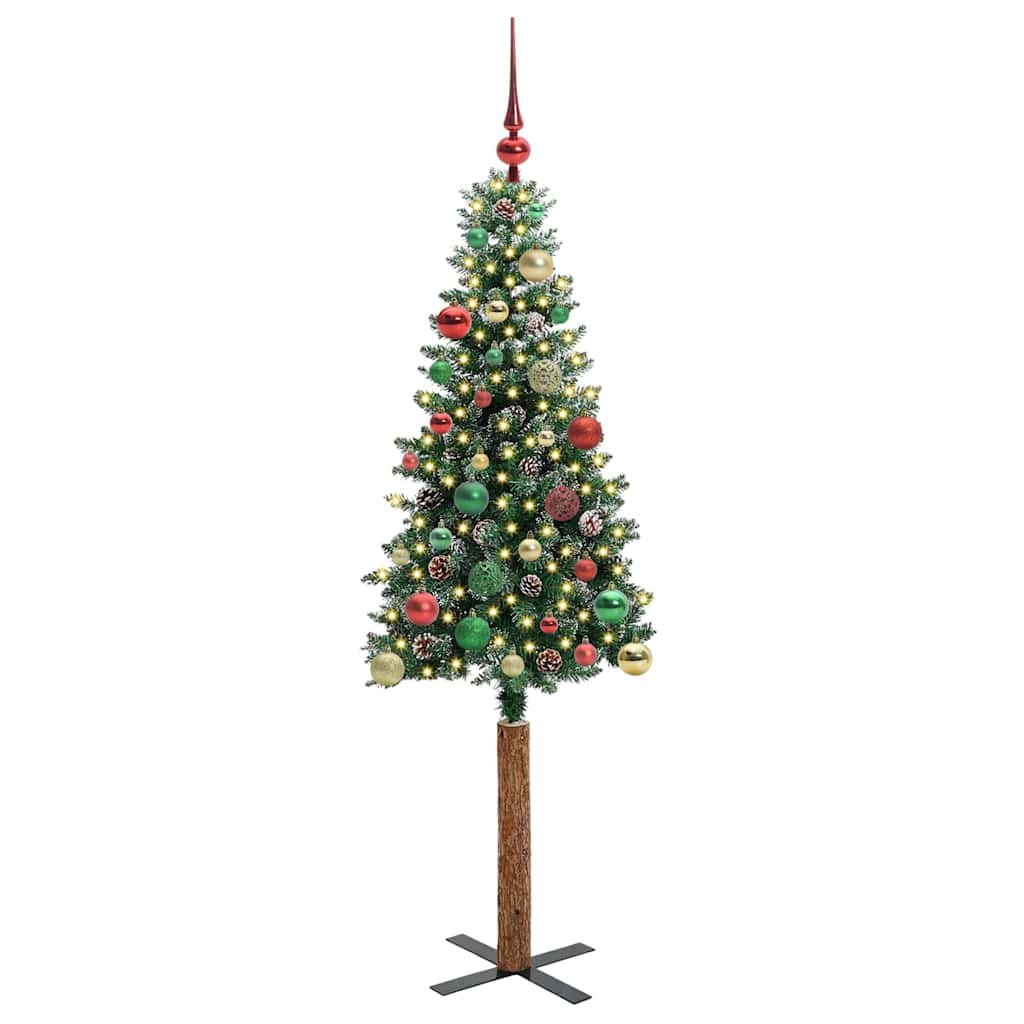 Schlanker Weihnachtsbaum mit 150 LEDs Grün und Weiß 150 cm