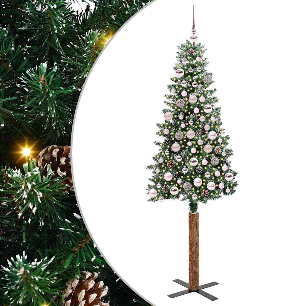 Schlanker Weihnachtsbaum mit 300 LEDs Grün und Weiß 180 cm