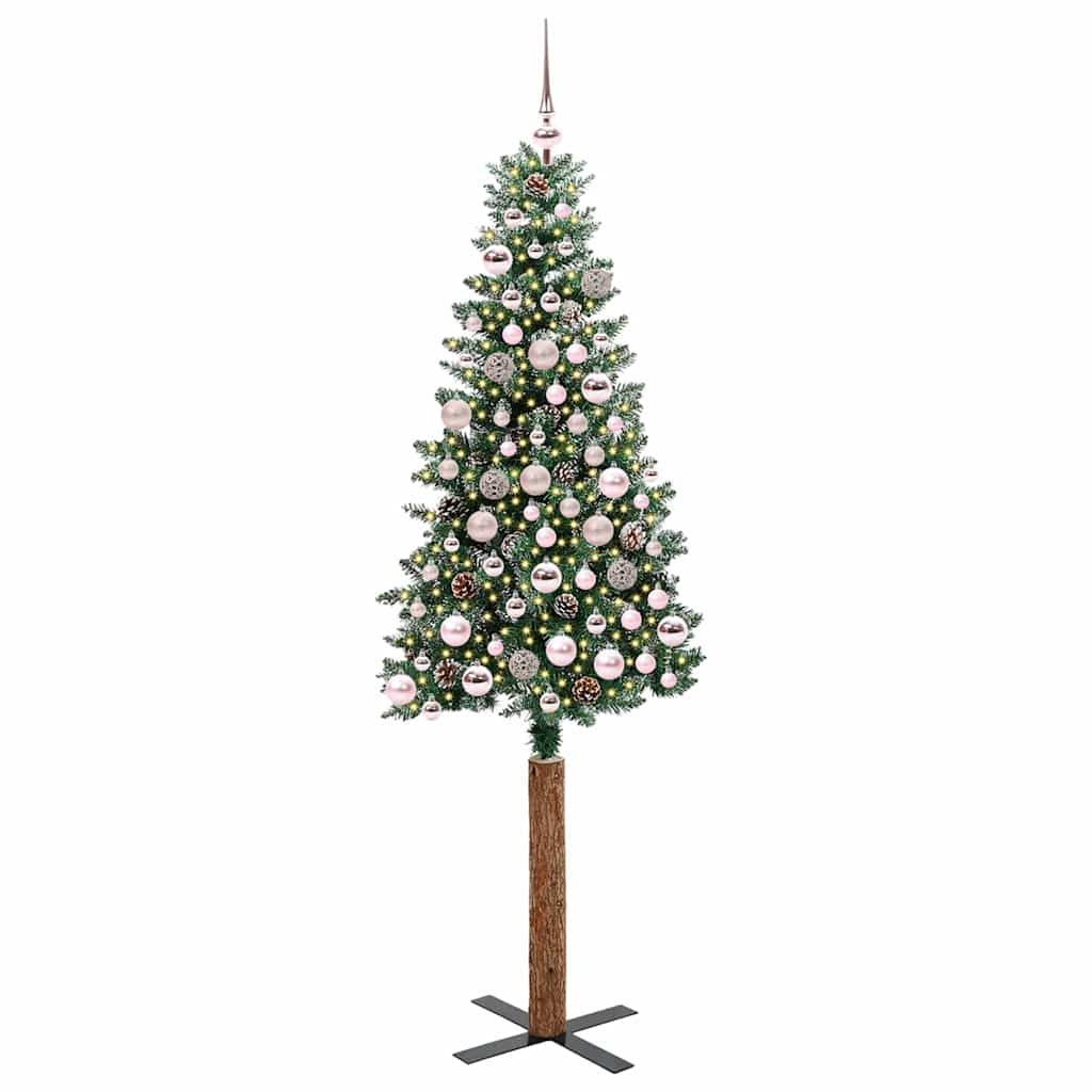 Schlanker Weihnachtsbaum mit 300 LEDs Grün und Weiß 180 cm
