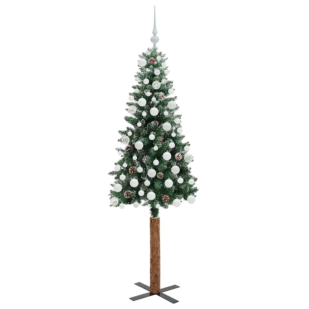 Schlanker Weihnachtsbaum mit 300 LEDs Grün und Weiß 180 cm