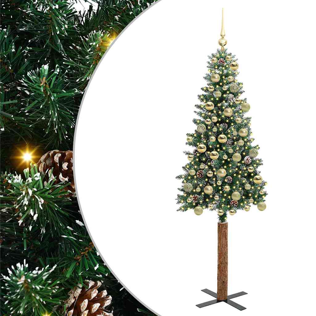 Schlanker Weihnachtsbaum mit 300 LEDs Grün und Weiß 180 cm