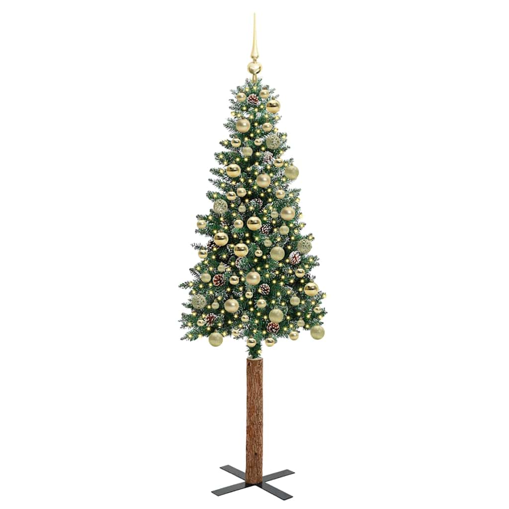 Schlanker Weihnachtsbaum mit 300 LEDs Grün und Weiß 180 cm