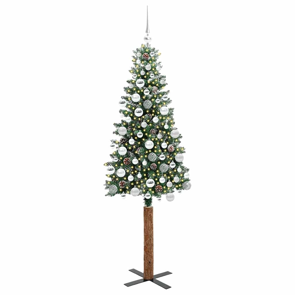 Schlanker Weihnachtsbaum mit 300 LEDs Grün und Weiß 180 cm