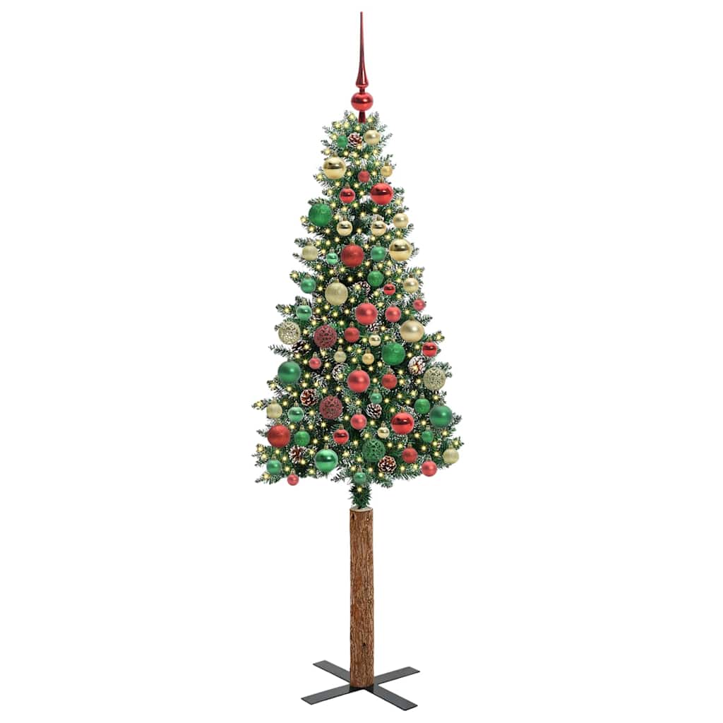 Schlanker Weihnachtsbaum mit 300 LEDs Grün und Weiß 180 cm