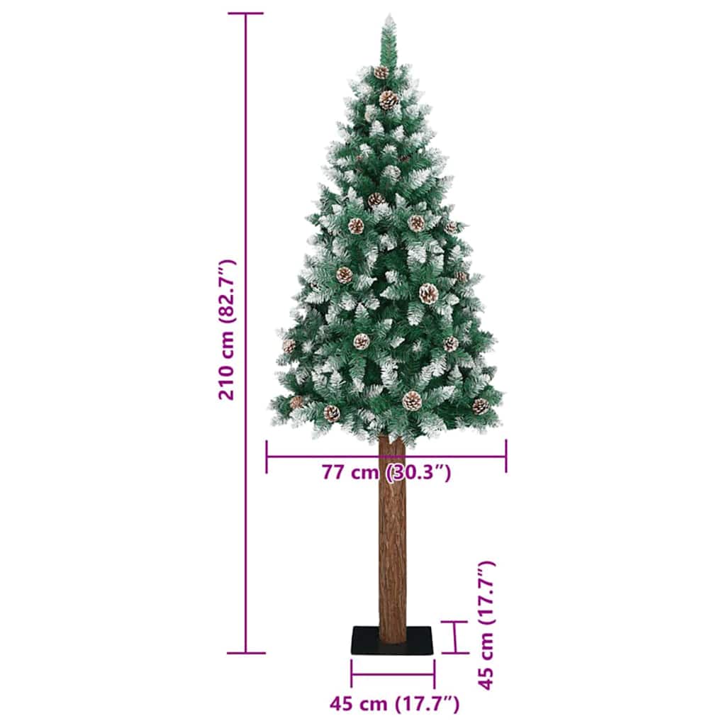 Schlanker Weihnachtsbaum mit 300 LEDs Grün und Weiß 210 cm