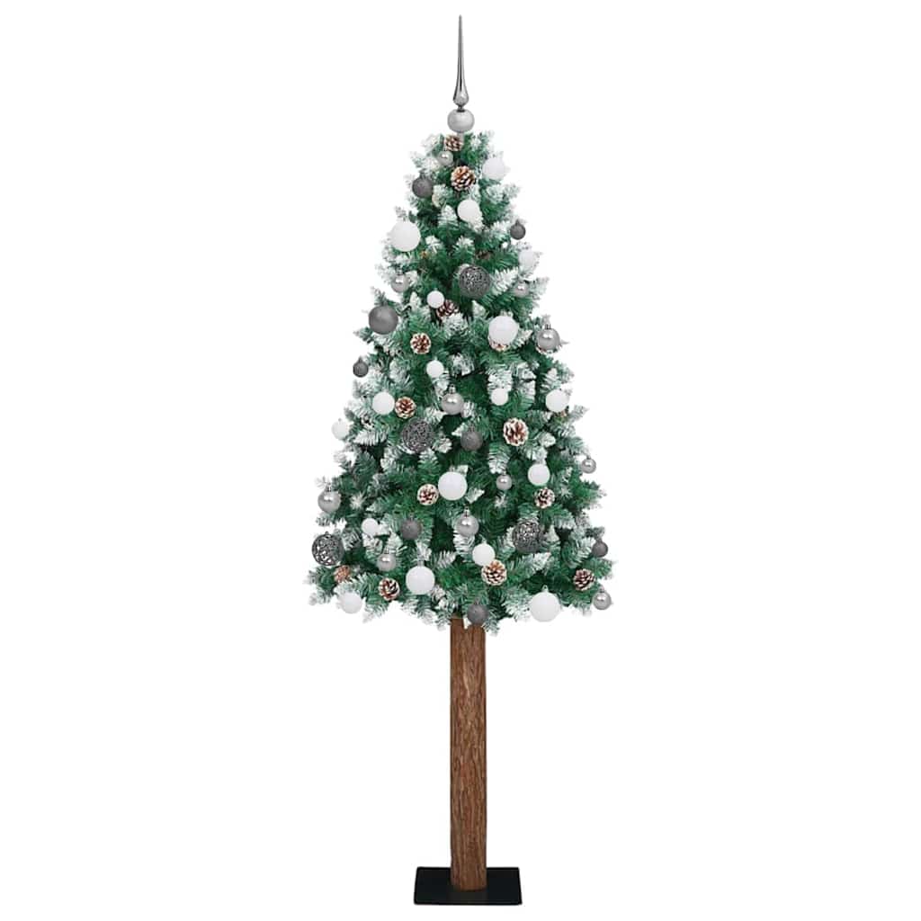 Schlanker Weihnachtsbaum mit 300 LEDs Grün und Weiß 210 cm