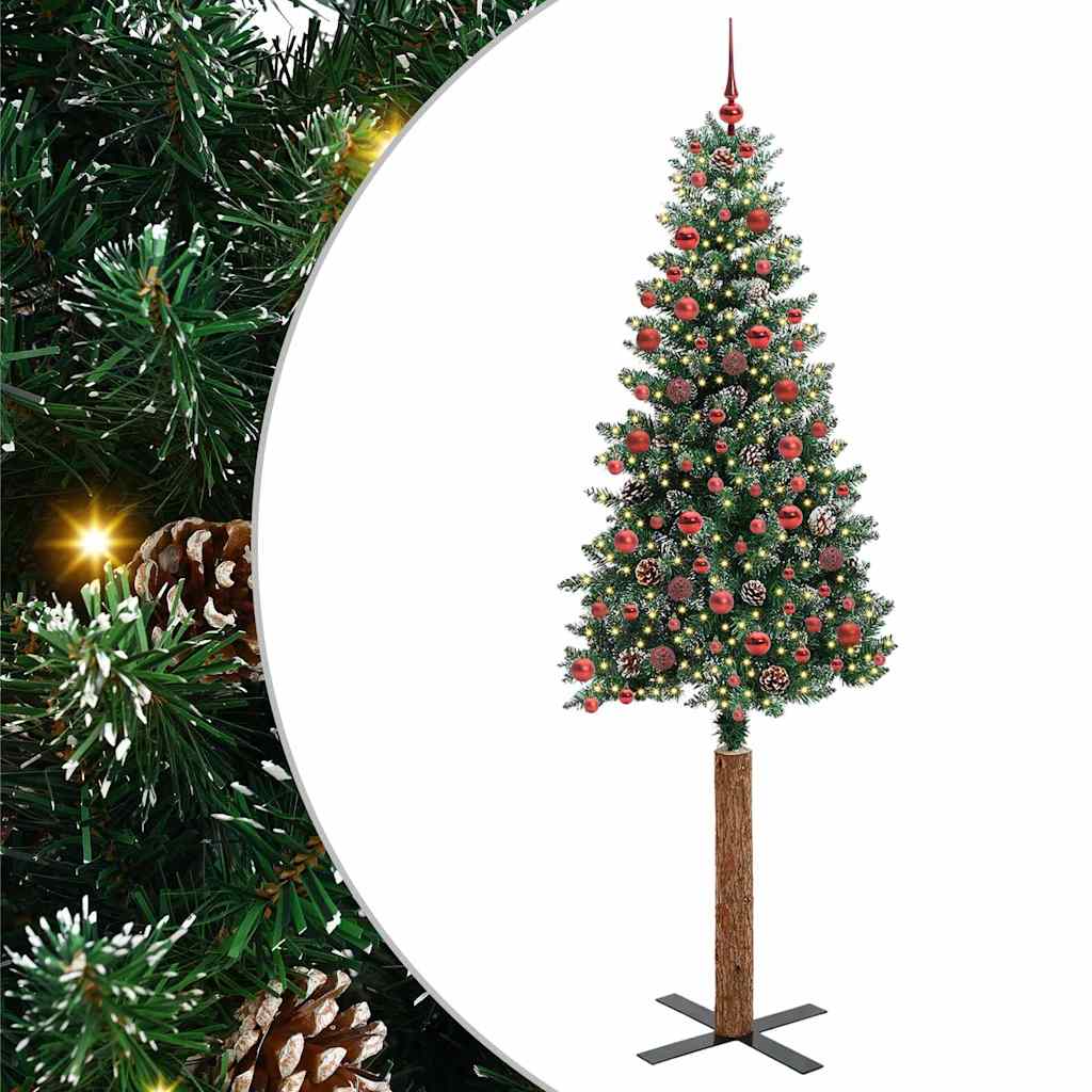 Schlanker Weihnachtsbaum mit 300 LEDs Grün und Weiß 210 cm