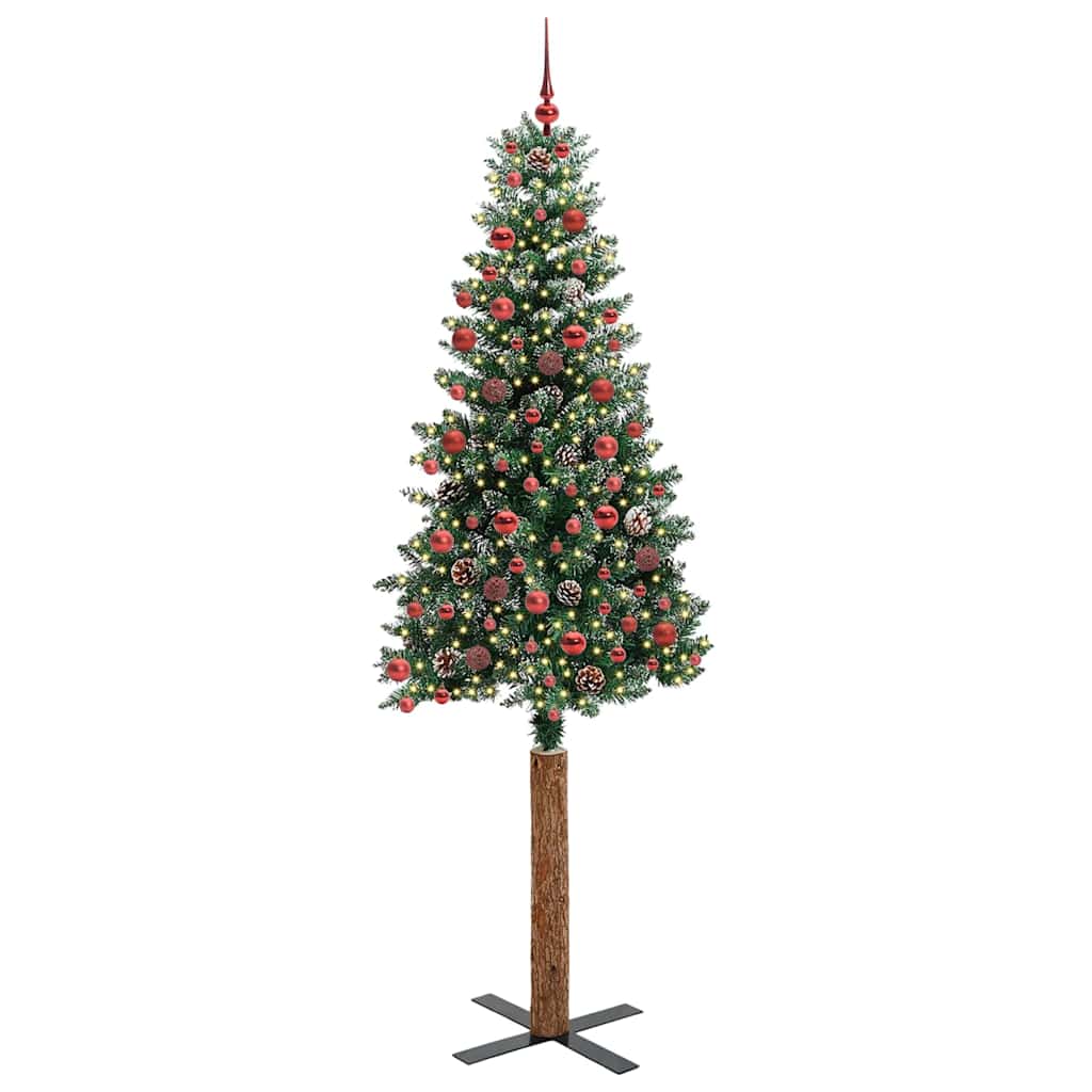 Schlanker Weihnachtsbaum mit 300 LEDs Grün und Weiß 210 cm