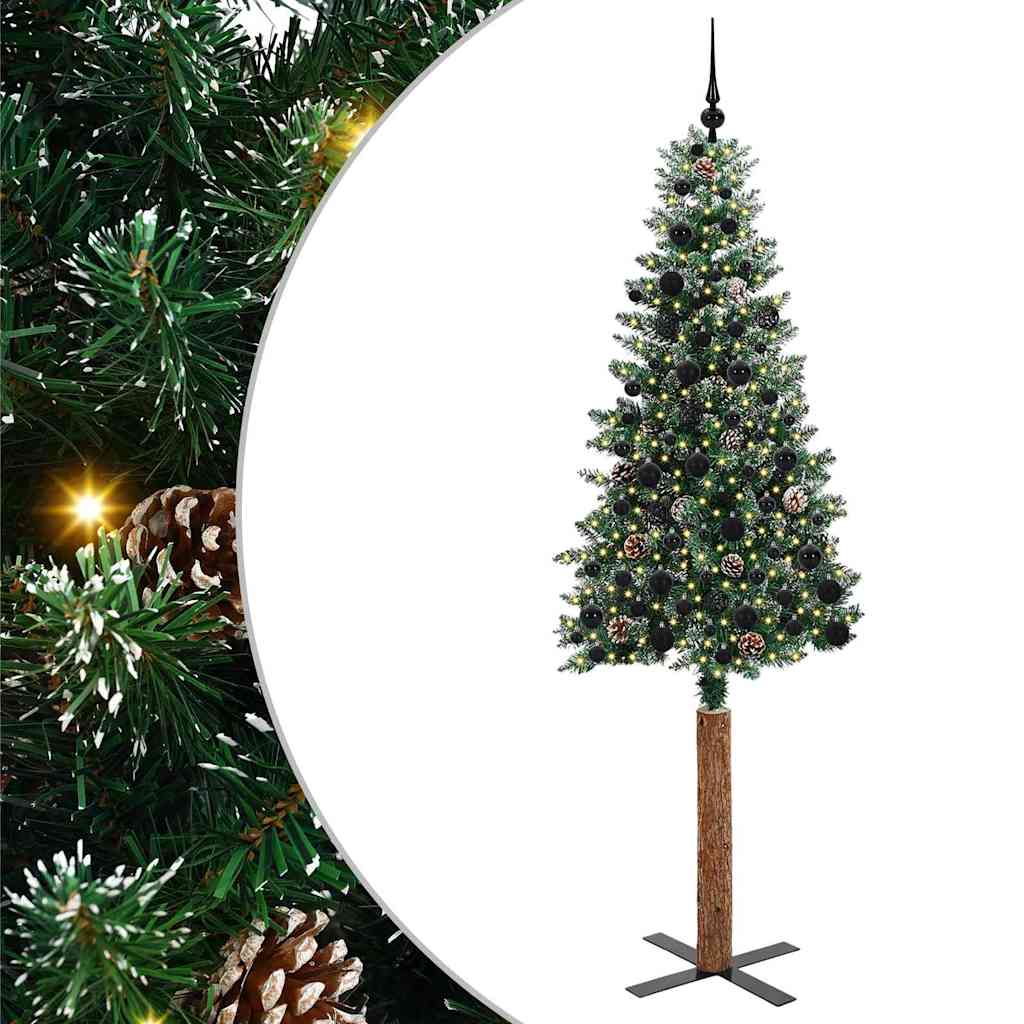 Schlanker Weihnachtsbaum mit 300 LEDs Grün und Weiß 210 cm