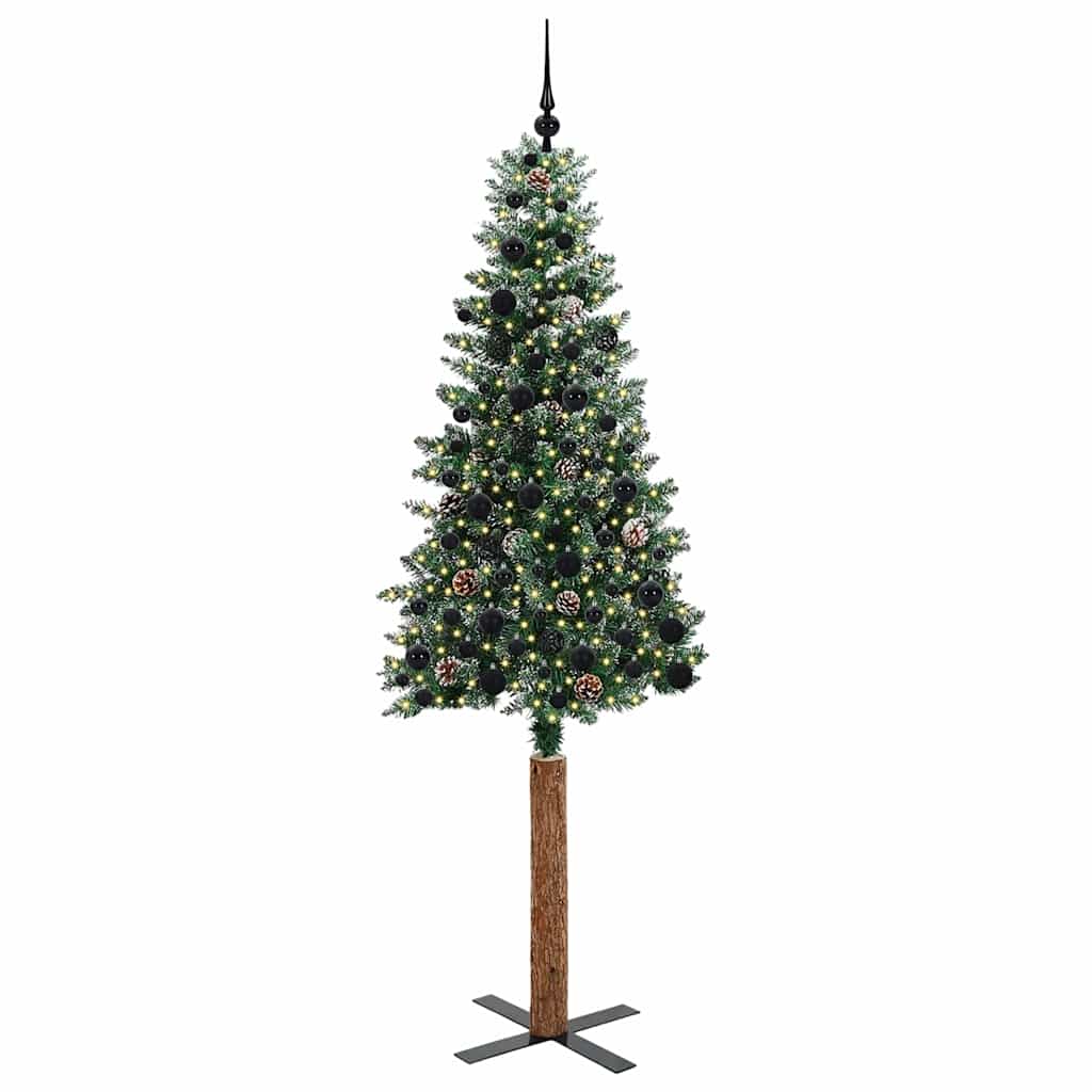 Schlanker Weihnachtsbaum mit 300 LEDs Grün und Weiß 210 cm