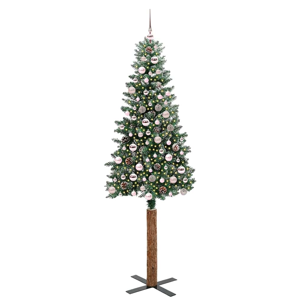 Schlanker Weihnachtsbaum mit 300 LEDs Grün und Weiß 210 cm