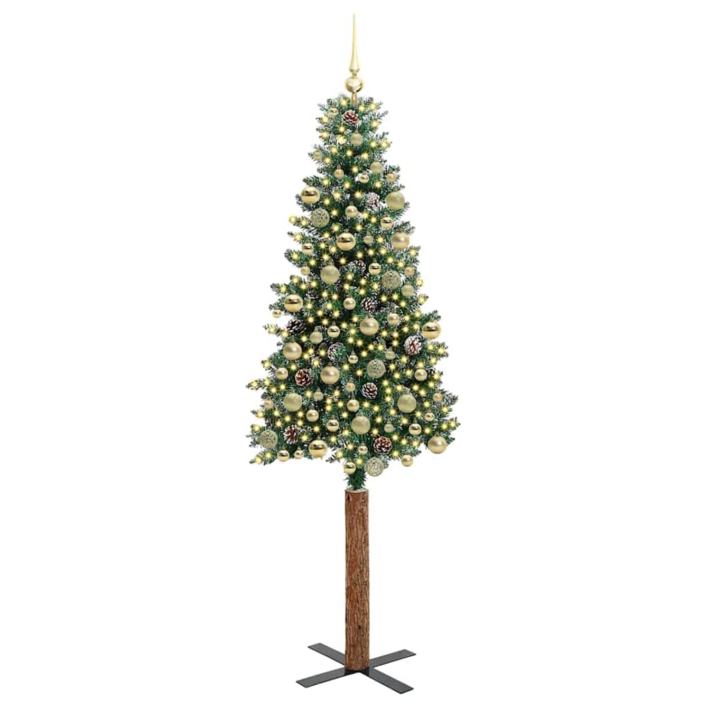 Schlanker Weihnachtsbaum mit 300 LEDs Grün und Weiß 210 cm