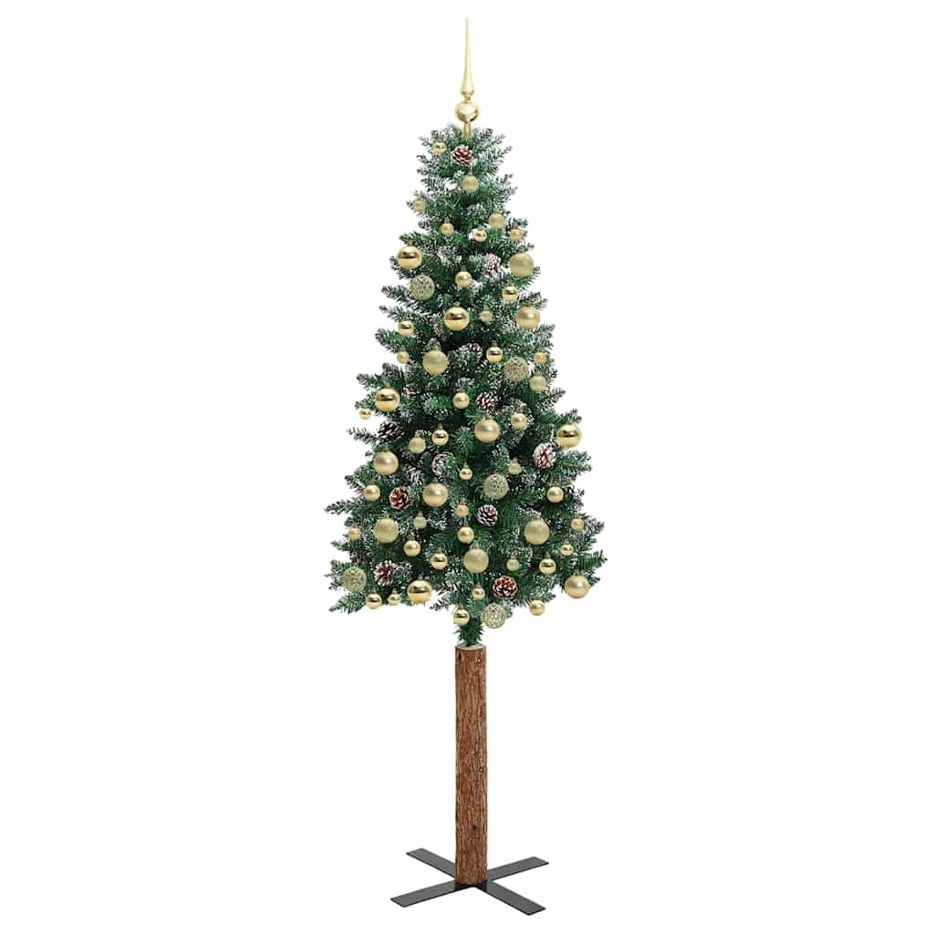 Schlanker Weihnachtsbaum mit 300 LEDs Grün und Weiß 210 cm