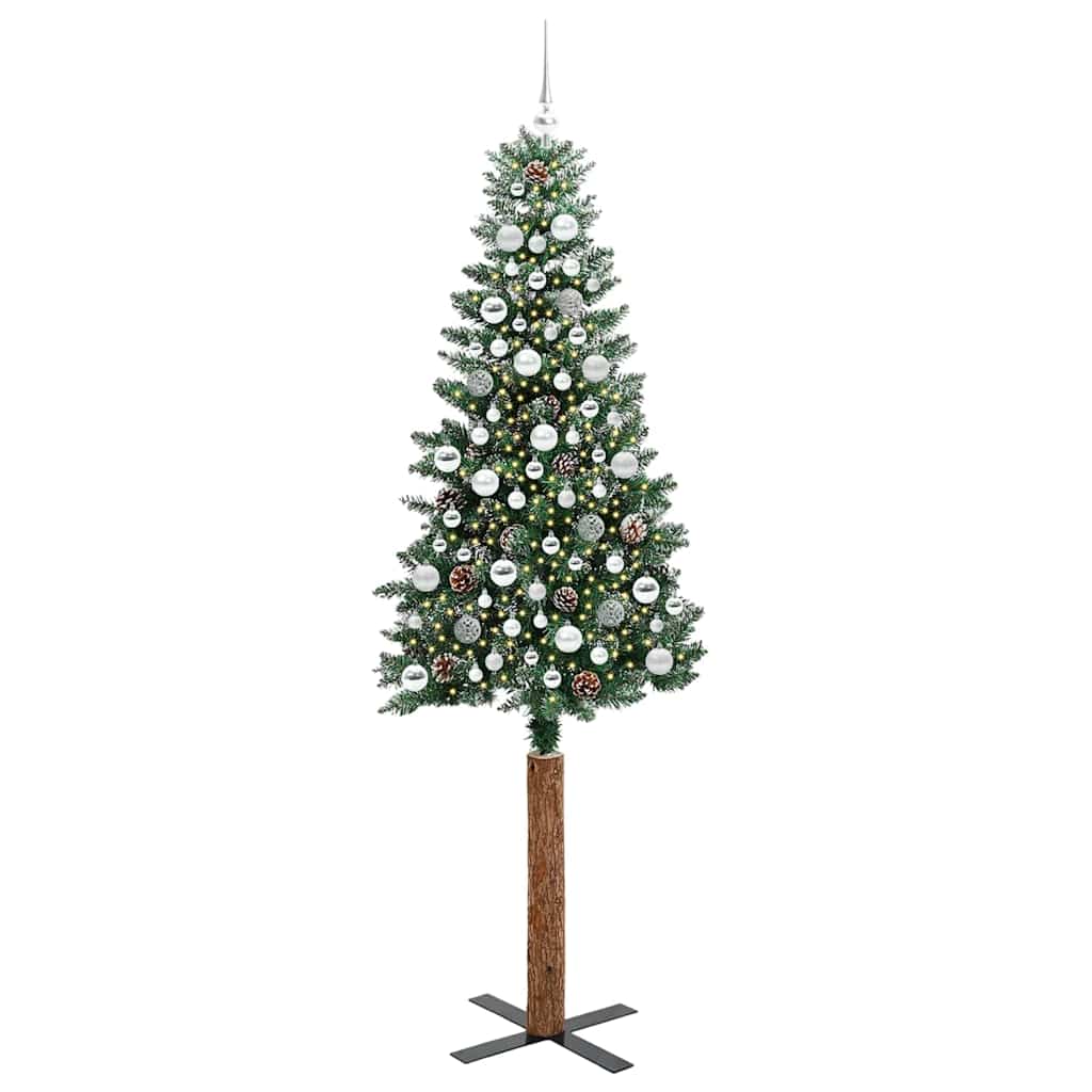 Schlanker Weihnachtsbaum mit 300 LEDs Grün und Weiß 210 cm