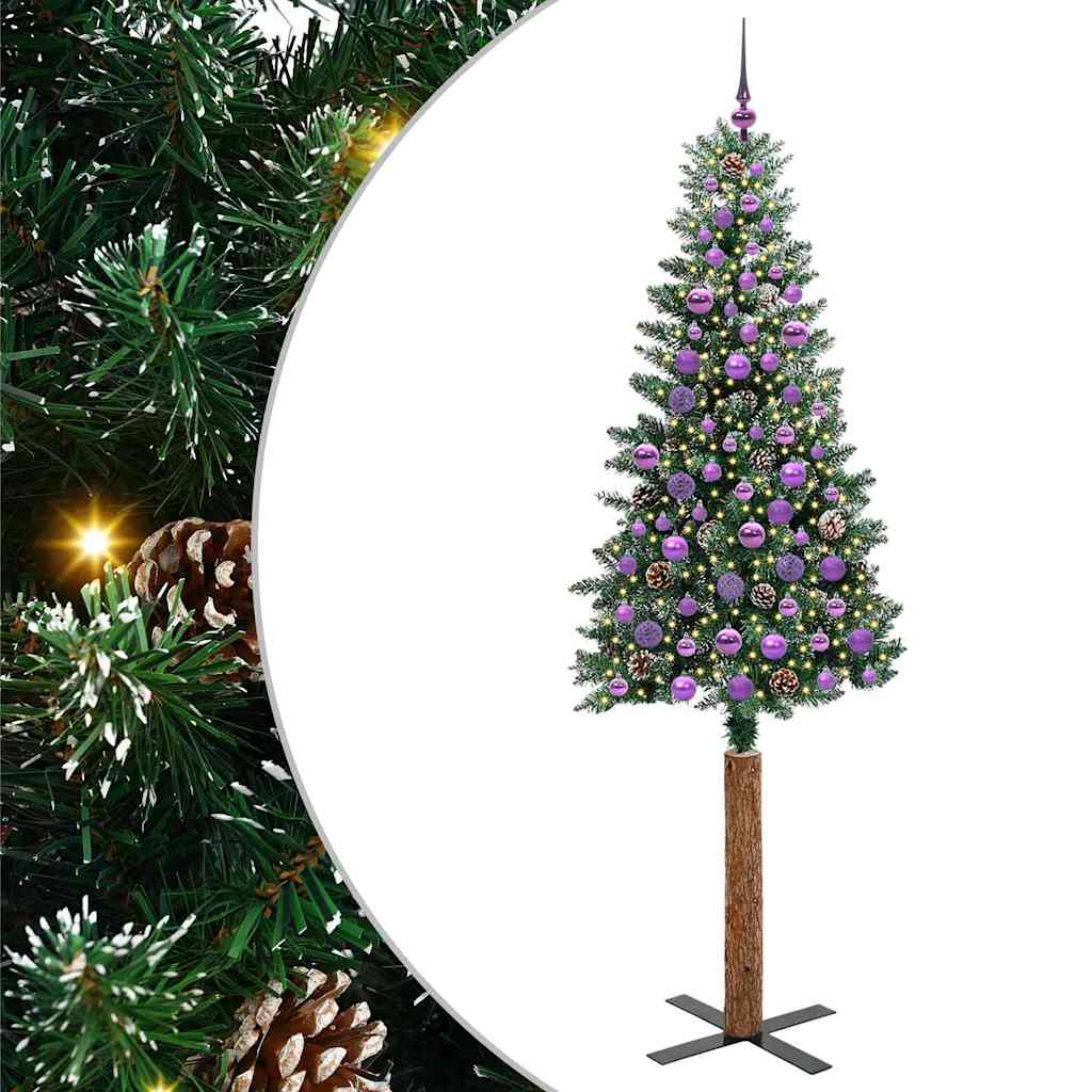 Schlanker Weihnachtsbaum mit 300 LEDs Grün und Weiß 210 cm