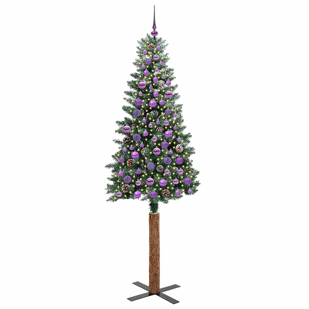 Schlanker Weihnachtsbaum mit 300 LEDs Grün und Weiß 210 cm