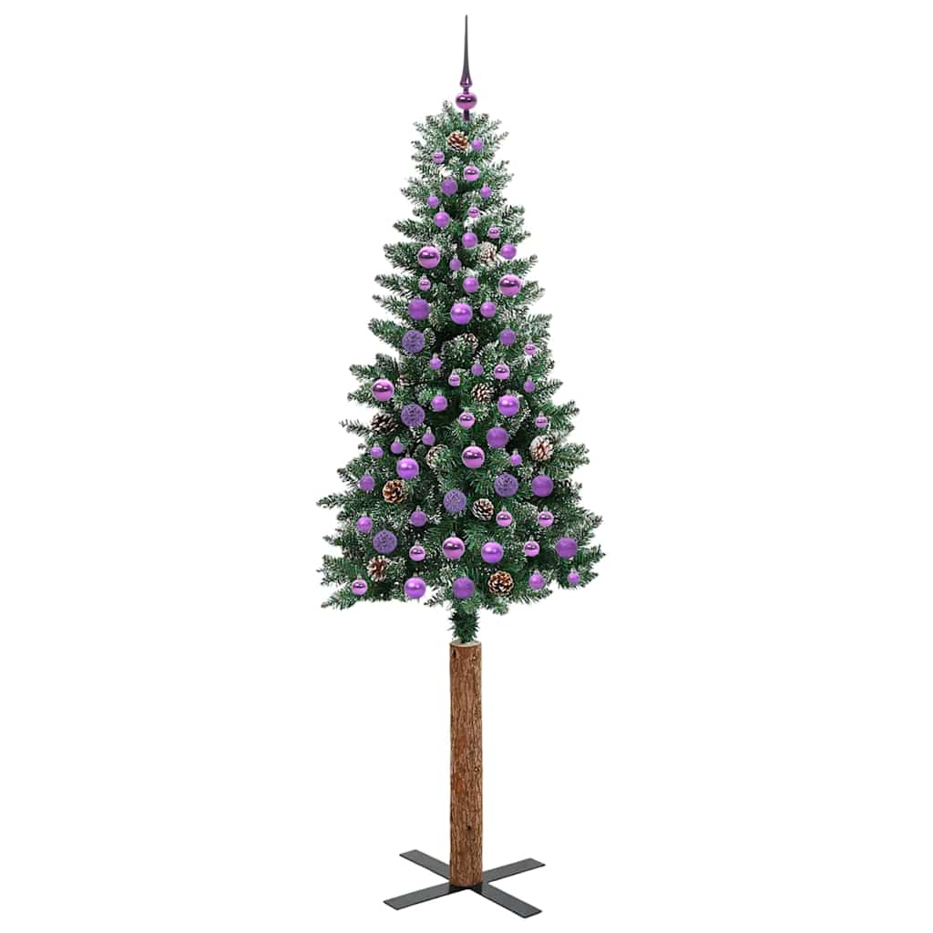 Schlanker Weihnachtsbaum mit 300 LEDs Grün und Weiß 210 cm