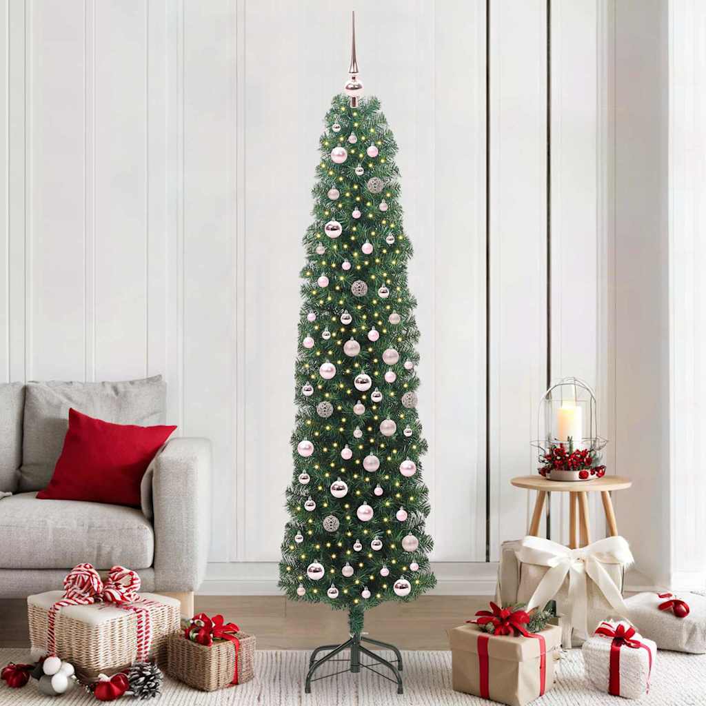Künstlicher Weihnachtsbaum mit 300 LEDs mit Ständer Grün 210 cm