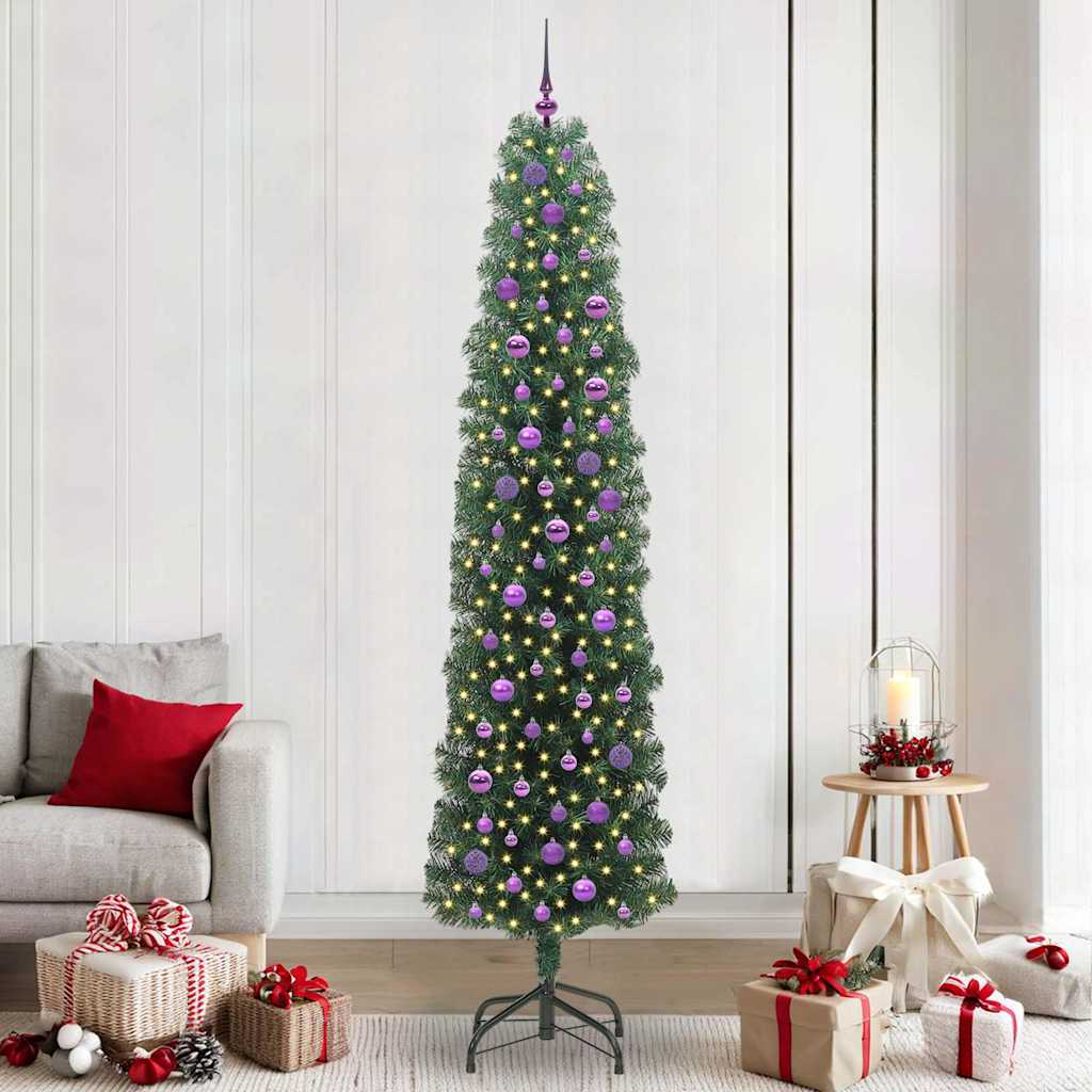 Künstlicher Weihnachtsbaum mit 300 LEDs mit Ständer Grün 240 cm