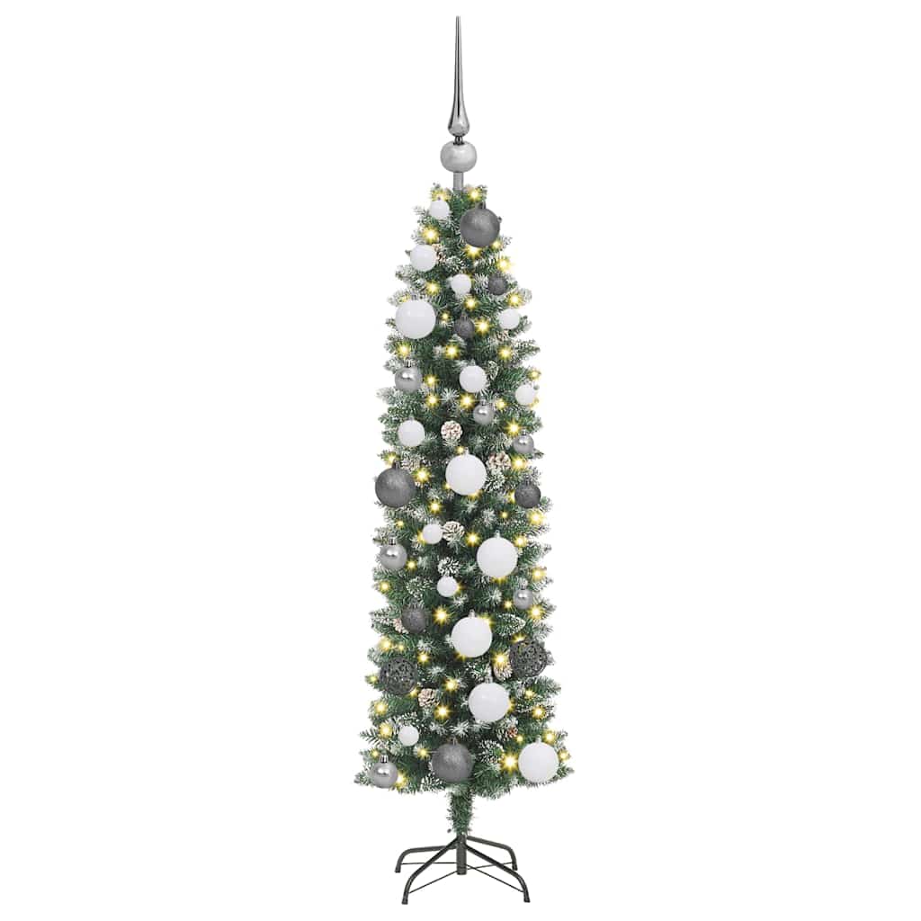 Künstlicher schlanker Weihnachtsbaum mit 150 LEDs Grün 120 cm