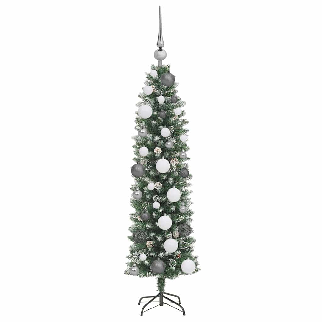 Künstlicher schlanker Weihnachtsbaum mit 150 LEDs Grün 120 cm