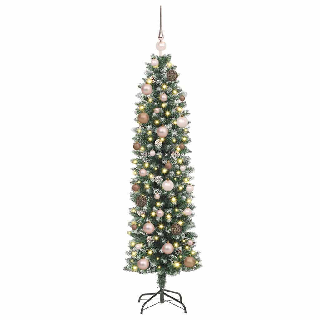 Künstlicher schlanker Weihnachtsbaum mit 150 LEDs Grün 150 cm