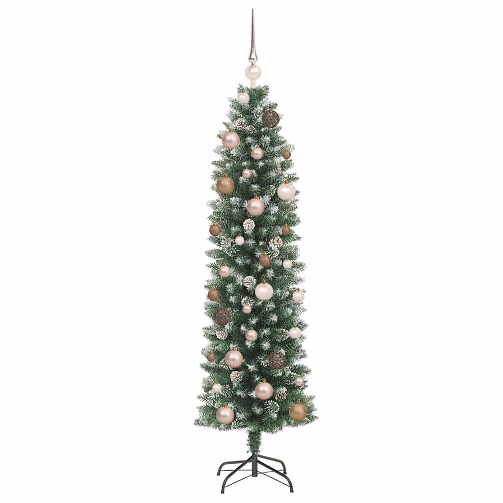 Künstlicher schlanker Weihnachtsbaum mit 150 LEDs Grün 150 cm