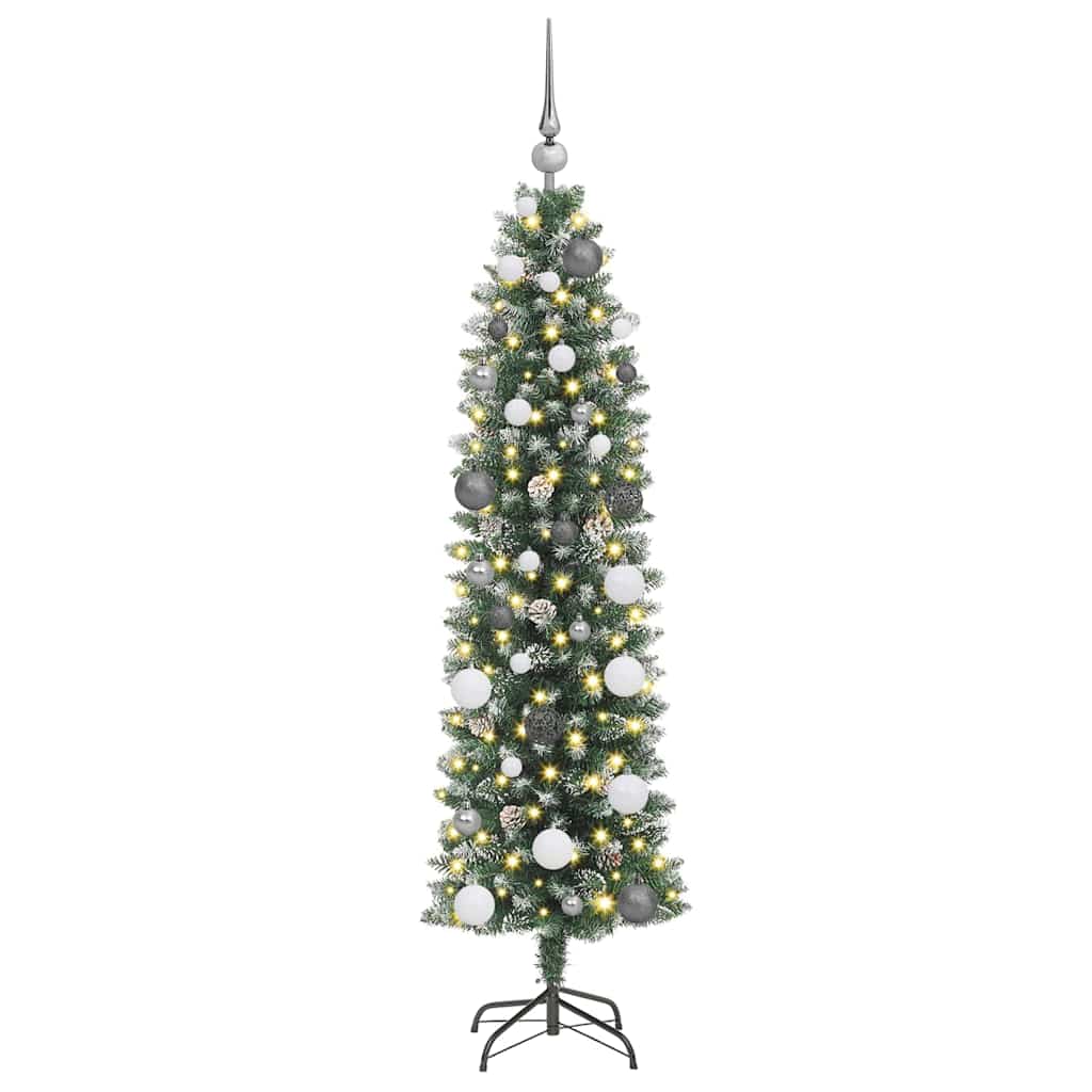 Künstlicher schlanker Weihnachtsbaum mit 150 LEDs Grün 150 cm