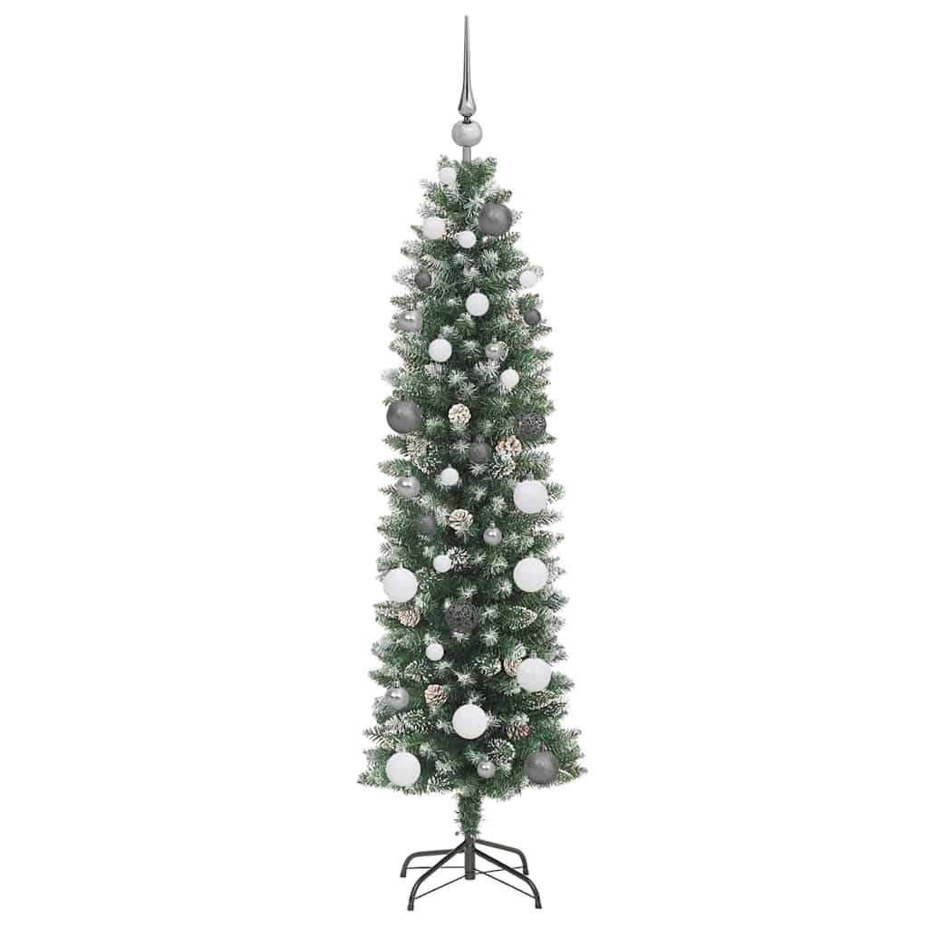Künstlicher schlanker Weihnachtsbaum mit 150 LEDs Grün 150 cm