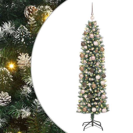 Künstlicher schlanker Weihnachtsbaum mit 300 LEDs Grün 180 cm