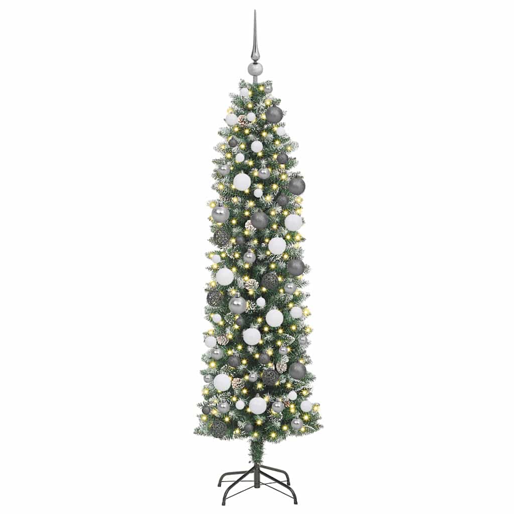 Künstlicher schlanker Weihnachtsbaum mit 300 LEDs Grün 180 cm