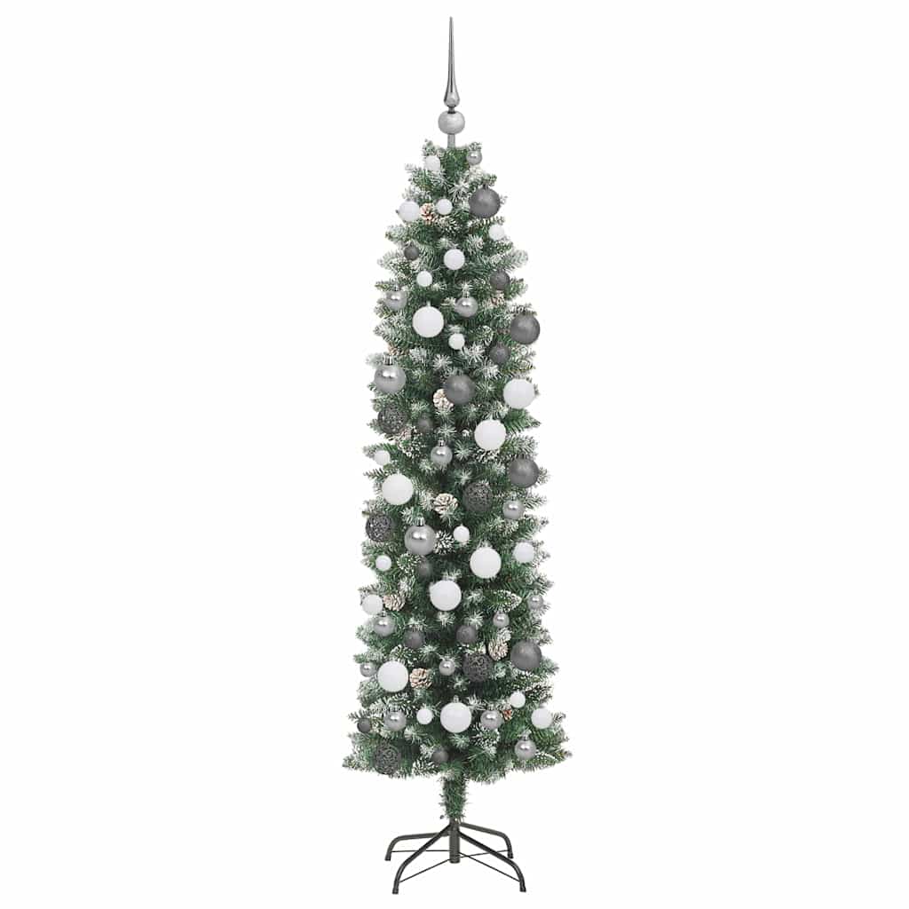 Künstlicher schlanker Weihnachtsbaum mit 300 LEDs Grün 180 cm