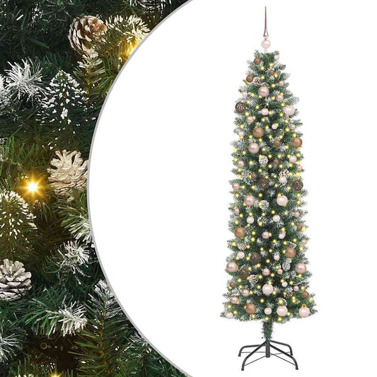 Künstlicher schlanker Weihnachtsbaum mit 300 LEDs Grün 210 cm