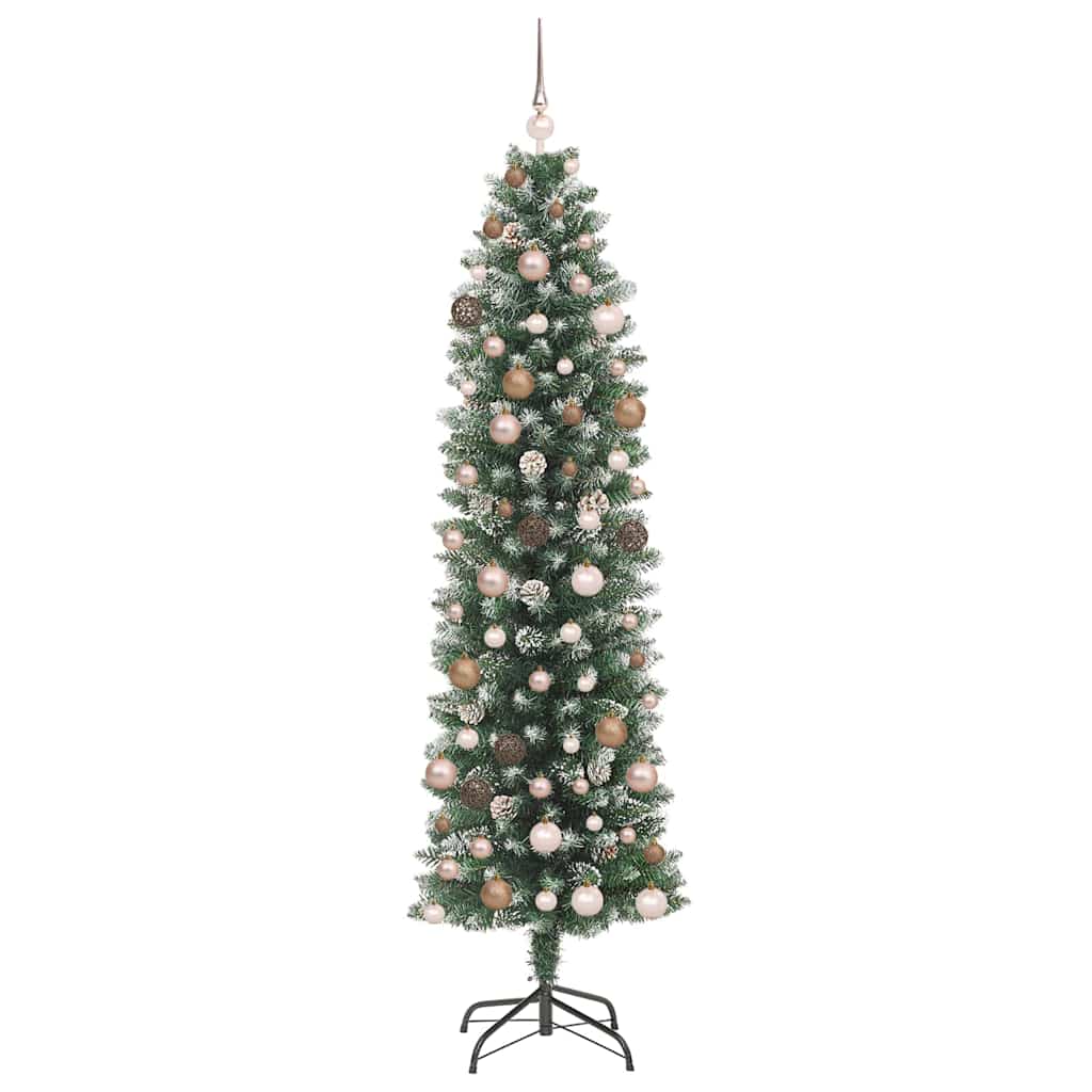 Künstlicher schlanker Weihnachtsbaum mit 300 LEDs Grün 210 cm