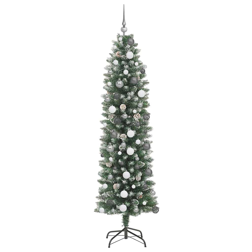 Künstlicher schlanker Weihnachtsbaum mit 300 LEDs Grün 210 cm