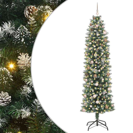 Künstlicher schlanker Weihnachtsbaum mit 300 LEDs Grün 240 cm