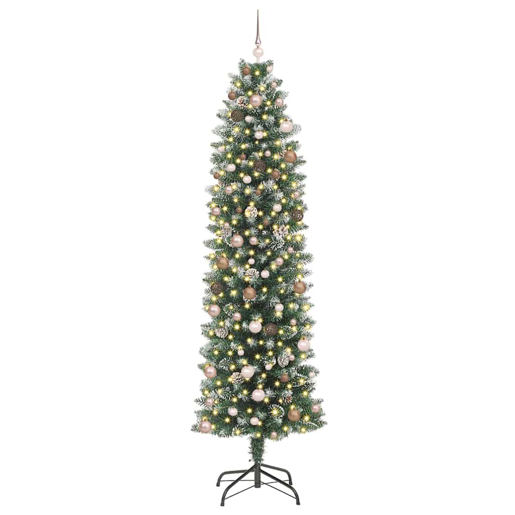 Künstlicher schlanker Weihnachtsbaum mit 300 LEDs Grün 240 cm